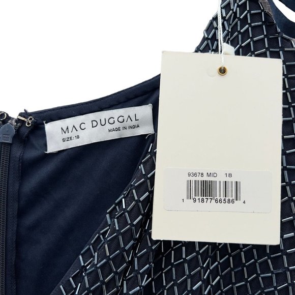 Mac Duggal Midnight Short Sleeve Beaded Evening Dress Sz 18 New NWD 93678 - 0196 - Picture 4 of 14